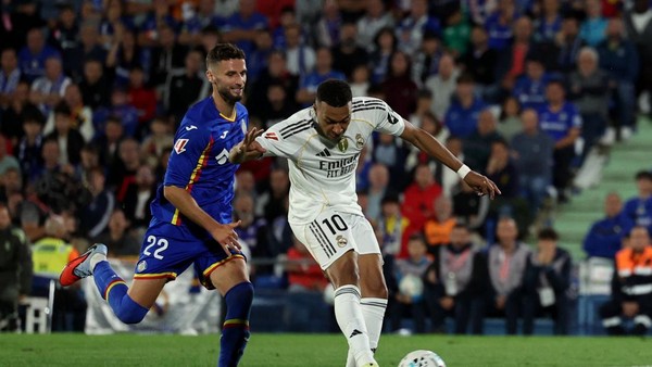 Real Madrid berhasil menang di kandang Getafe setelah Kylian Mbappe mencetak satu-satunya gol di laga itu di menit ke-80.